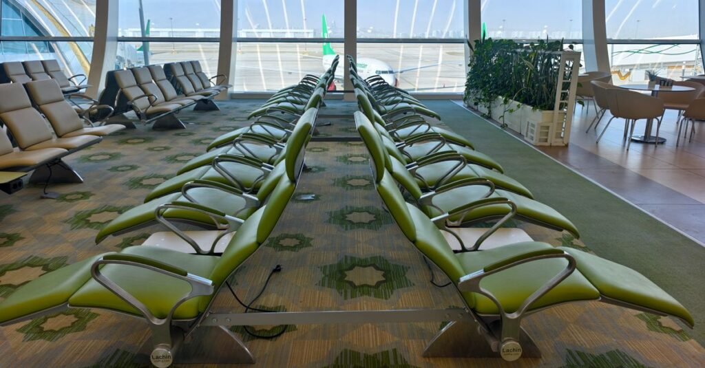 Seating in an airport lounge
