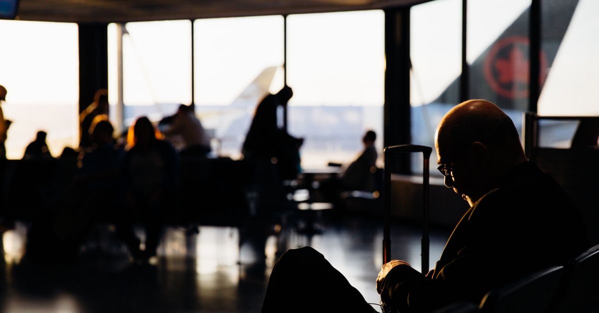 Aircraft seen from an airport transit window