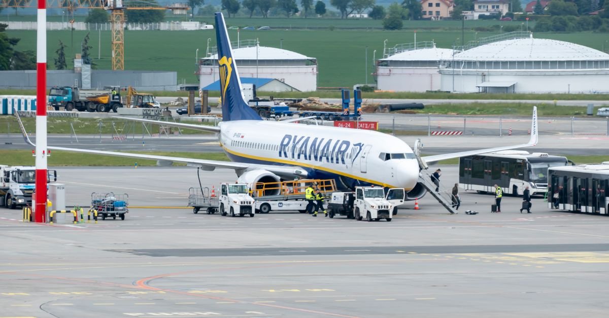 A low-cost carrier aircraft on the tarmac