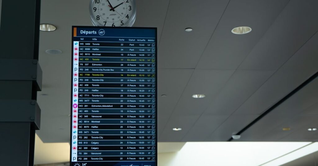 A clock in an airport terminal