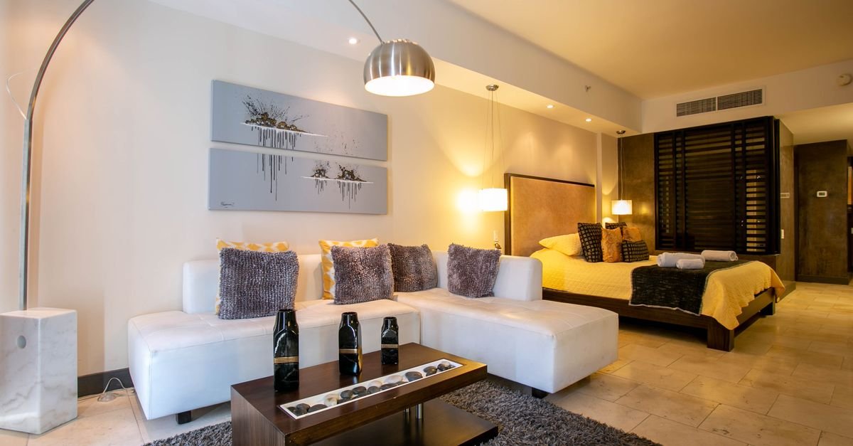 The living area of a hotel suite