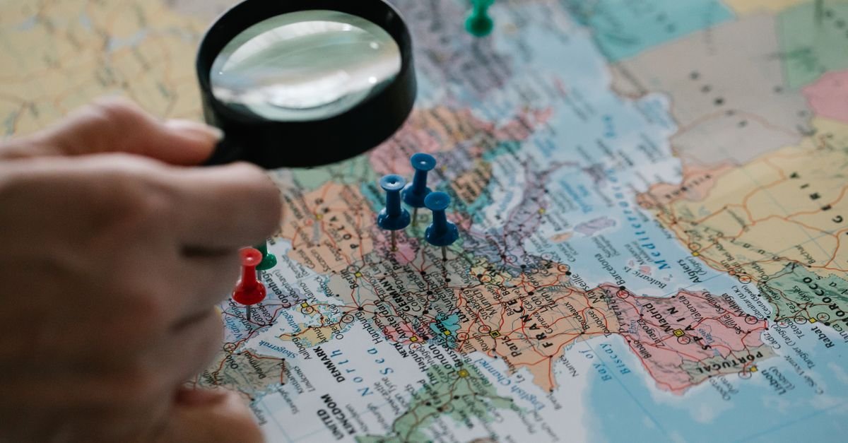 A world map with pins marking planned stops
