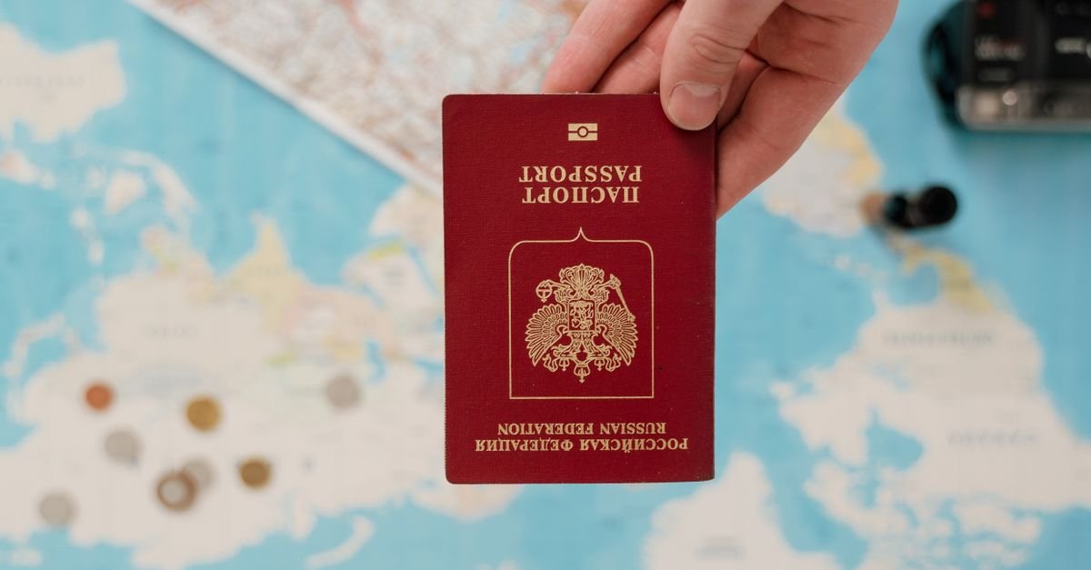 A passport resting on a map